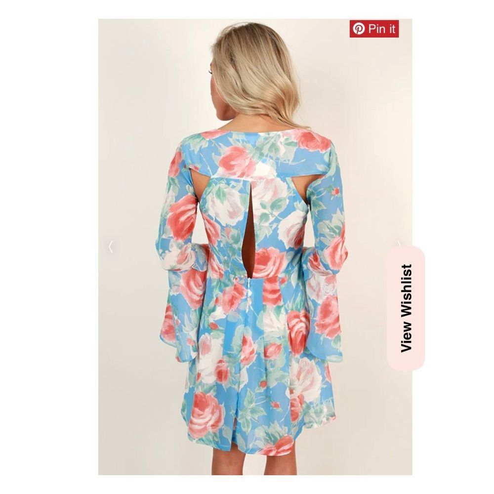 Olivaceous Blue Floral Mini Dress
